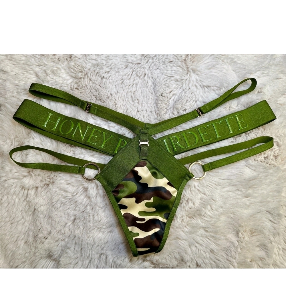 Honey Birdette Green Camo Lingerie Set 34DD/E Note I Have Diferent Size - Picture 8 of 9
